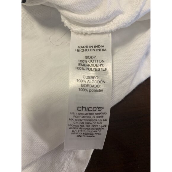 Chicos Weekends 4 Tropical Embroidered Cotton Top Blouse Coastal Grandma - Picture 7 of 8